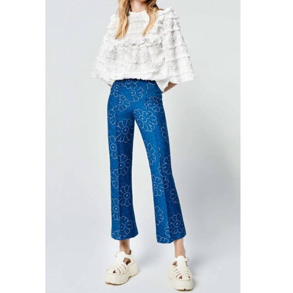 SMYTHE cropped pintuck pant in indigo floral Pants